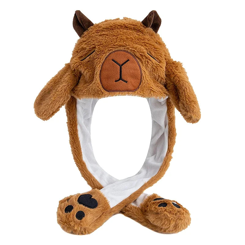 Women's Cute Capybara Ear Moving Beanie | Funny Plush Winter Hat