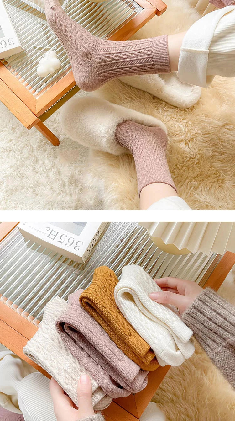 Women's Warm Cashmere Wool Socks | Cozy Mid-Calf Thermal Socks