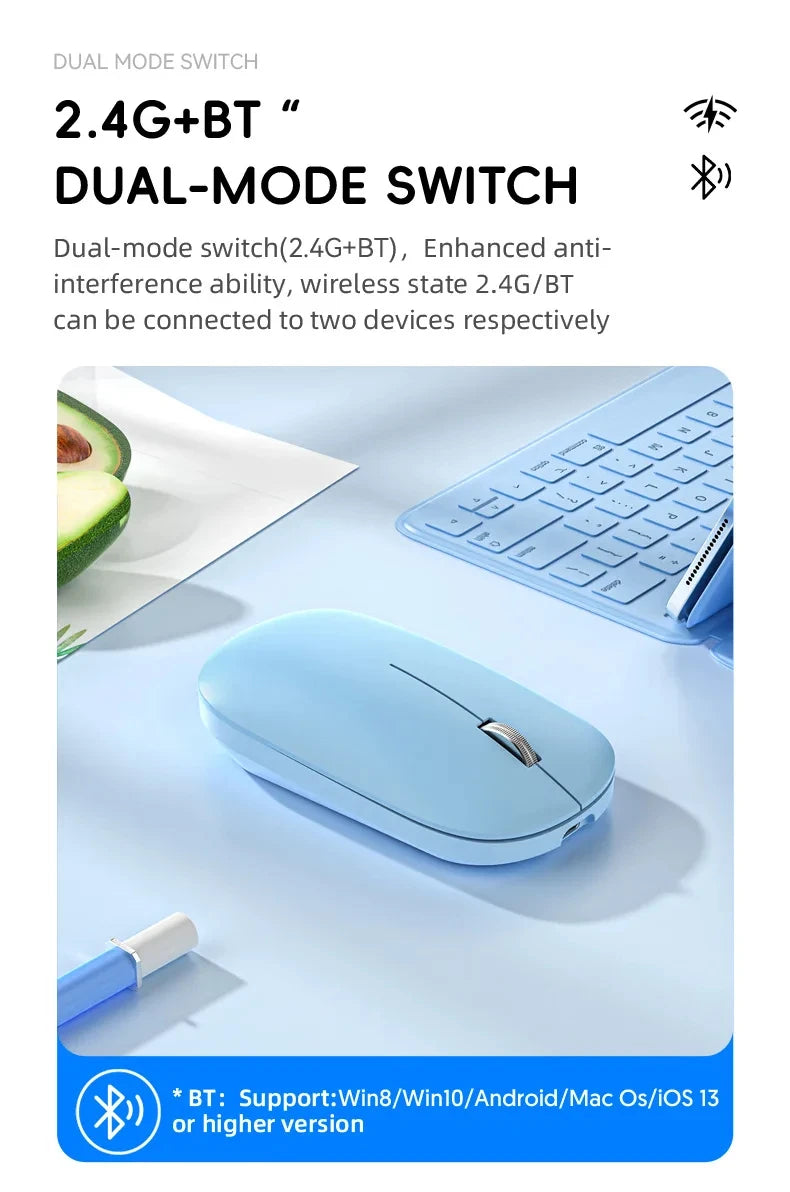 Silent Click Wireless Mouse | Ergonomic Portable Rechargeable Device