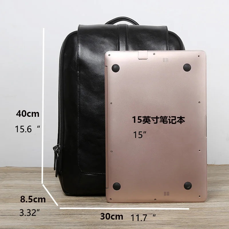 Men's Vintage Leather Backpack | High Capacity Computer Bag