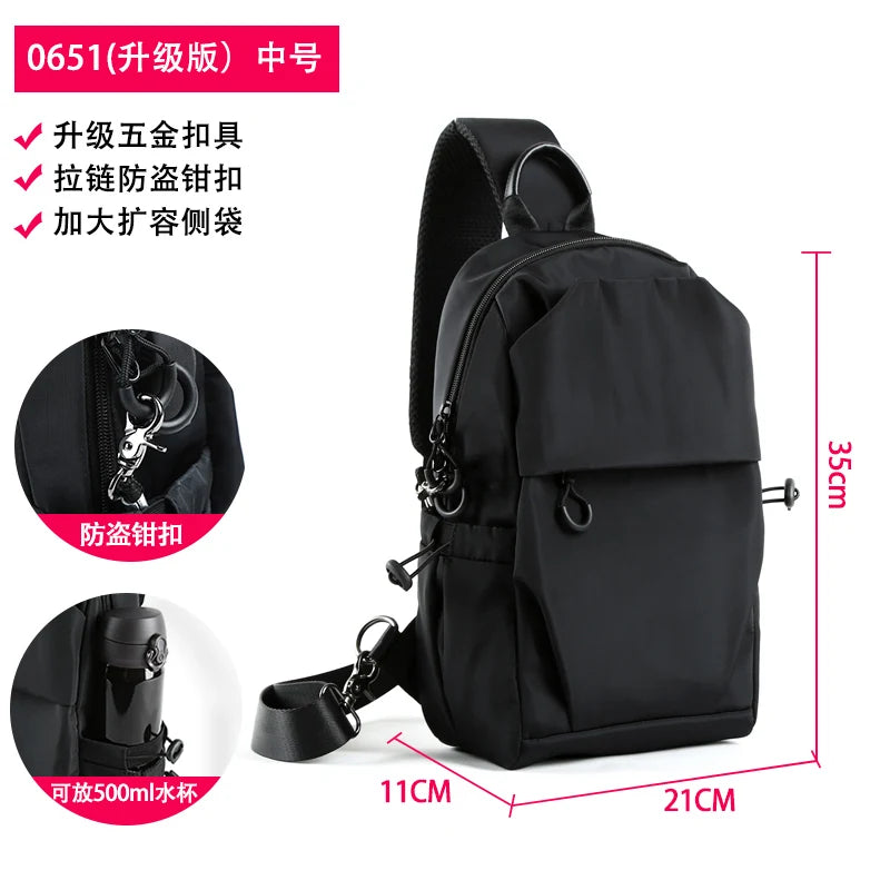 Waterproof Nylon Sling Bag | Anti-Theft Travel Chest Backpack