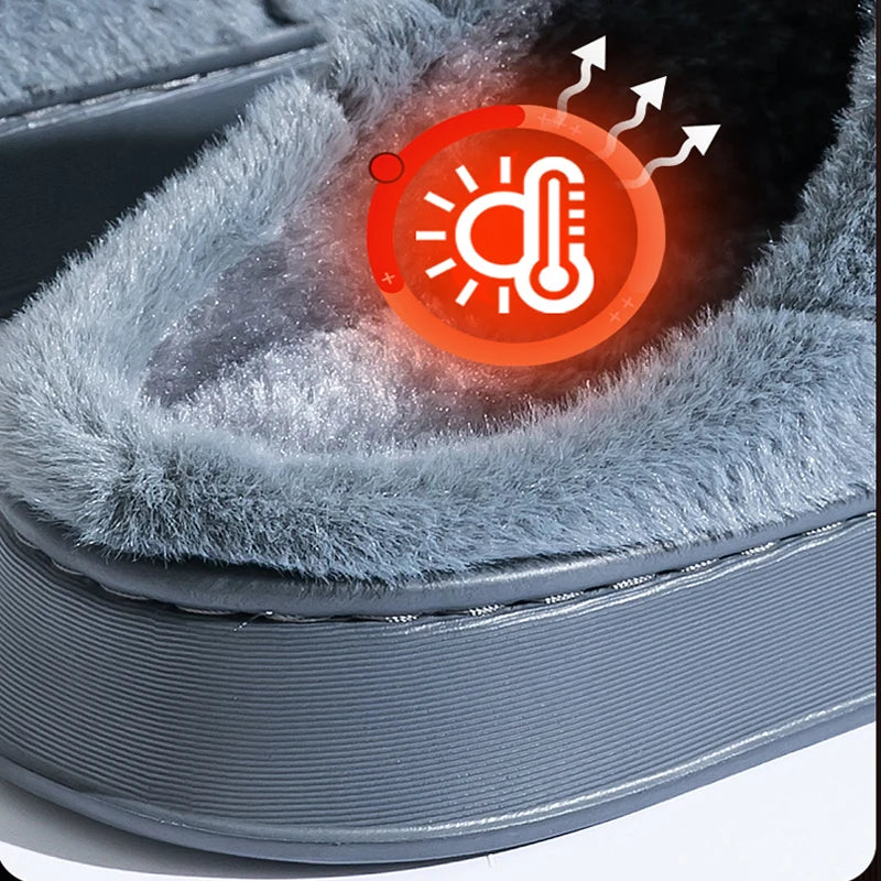 Winter Indoor Couple Slippers | Warm Cotton Plush Home Slides