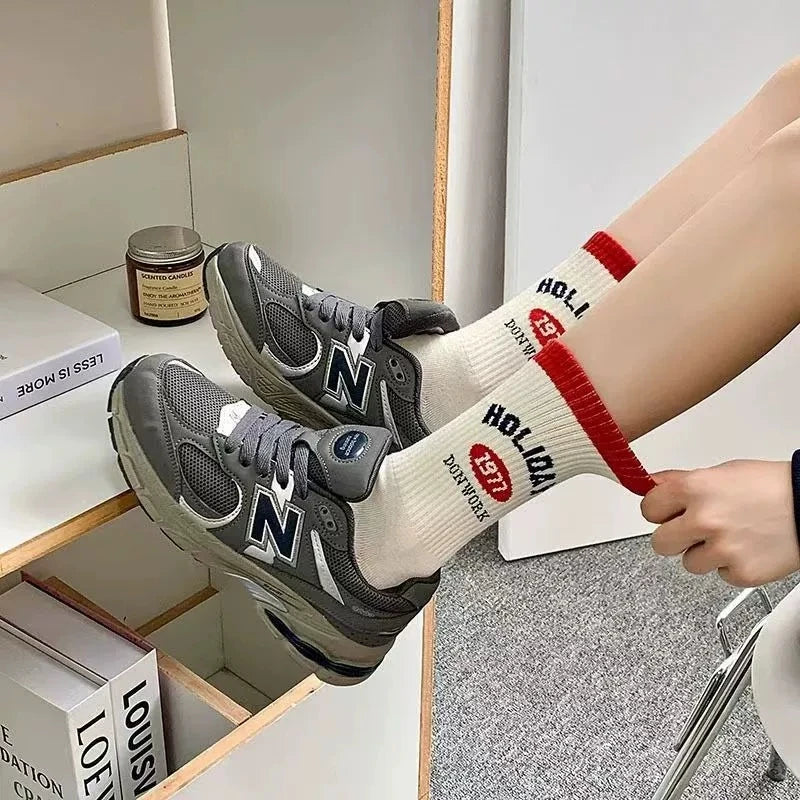 Women's Letter Sports Socks | Trendy Crew Socks for Everyday Style