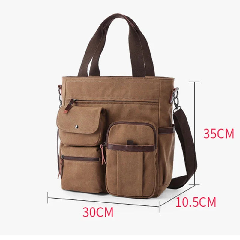 Men's Vintage Canvas Shoulder Bag | Large Capacity Briefcase