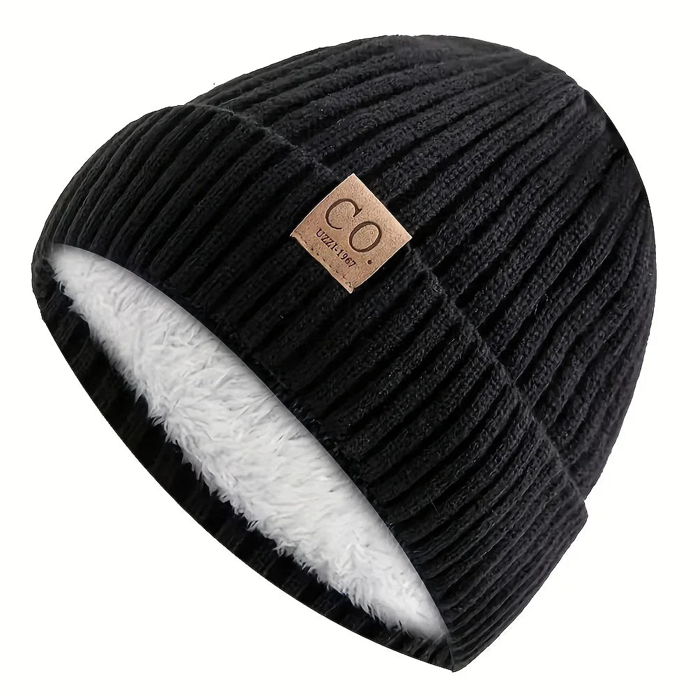 Unisex Warm Lined Knit Beanie | Cozy Brimless Ski Hat for Winter