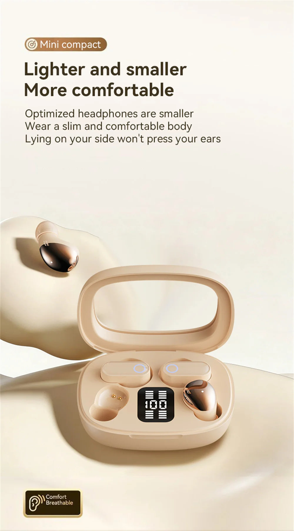 Fashion Plated In-ear Wireless Dual-Earphone Sports Earplugs Long Battery Life ENC Noise Reduction HD Call Couple Creative Gift