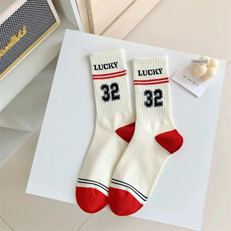 Women's Letter Sports Socks | Trendy Crew Socks for Everyday Style