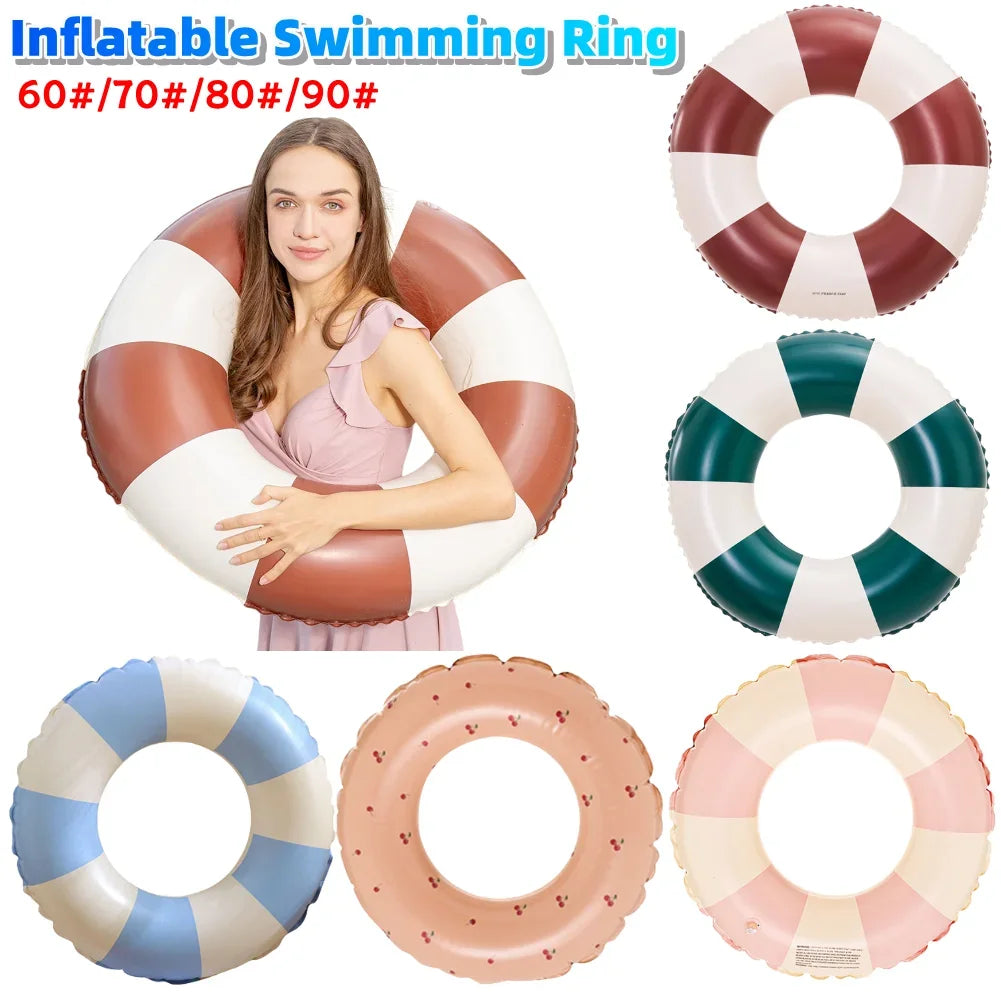 Classic Striped Inflatable Swimming Ring | Perfect Pool Float