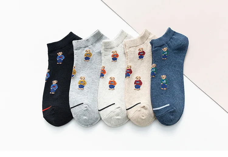 Men's Cartoon Bear Ankle Socks | Fun & Stylish Footwear