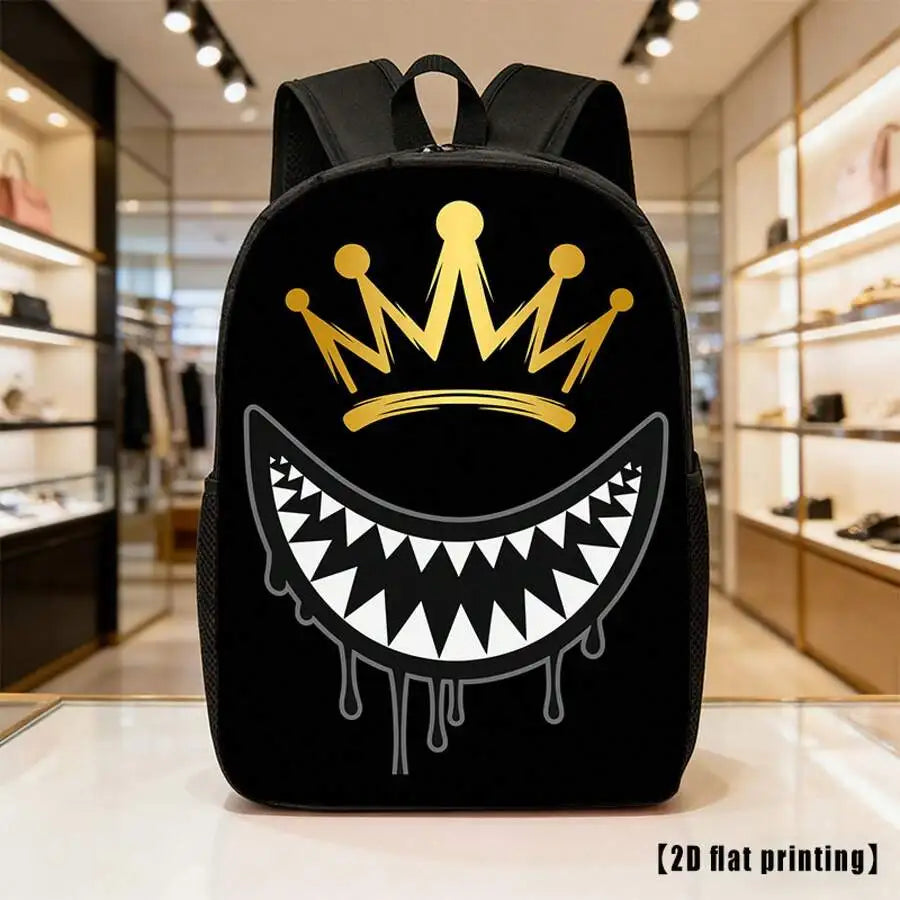 Unisex Crown Tooth Graphic Backpack | Stylish & Spacious Essentials