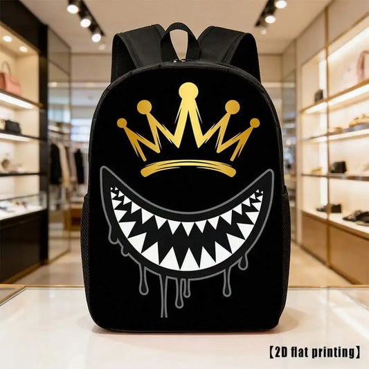 Unisex Crown Tooth Graphic Backpack | Stylish & Spacious Essentials