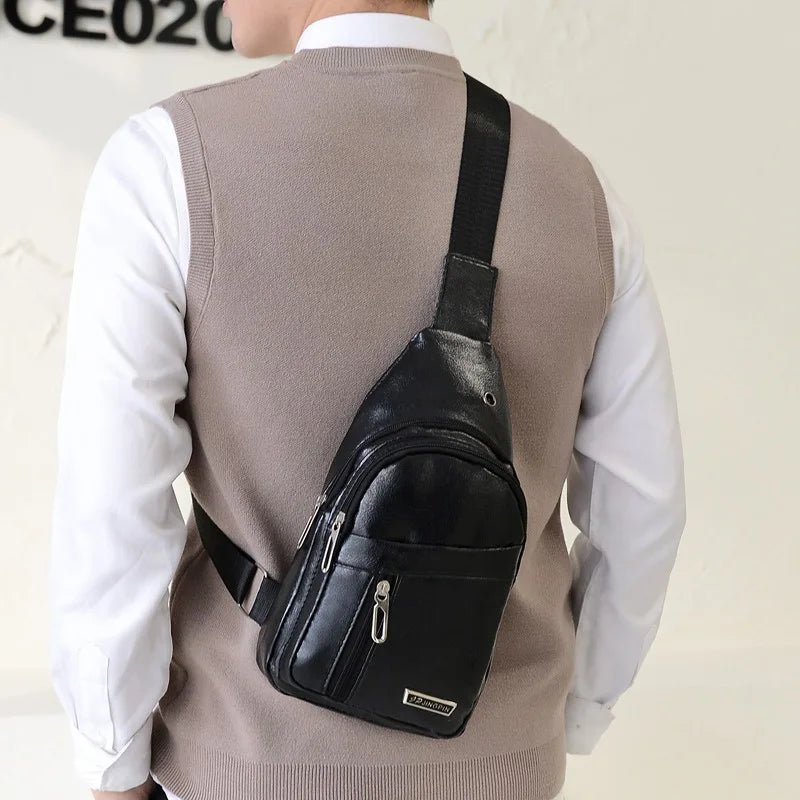 Stylish PU Leather Crossbody Bag for Men | Casual Sling Pack