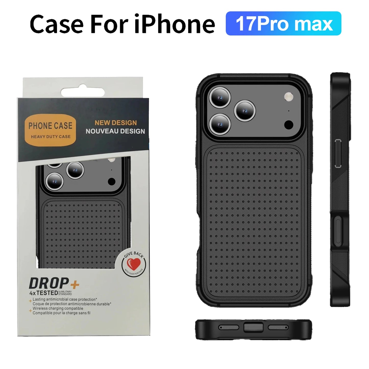 Military Grade 2IN1 Hybrid Armor Phone Case for IPhone 17 Air 16 15 14 Plus 13 12 Pro Max with Packet Box TPU+PC Anti-Drop Cover