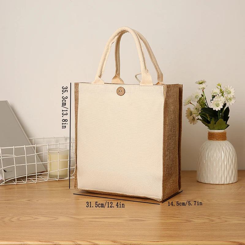 Fashionable Linen Handbag | Versatile Solid Colour Shopping Tote