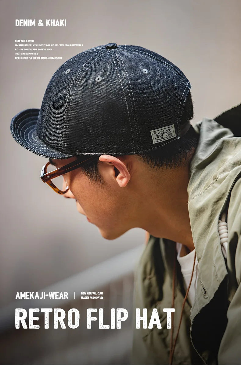 Men's Oversize Denim Golf Cap | Stylish Casual Newsboy Hat