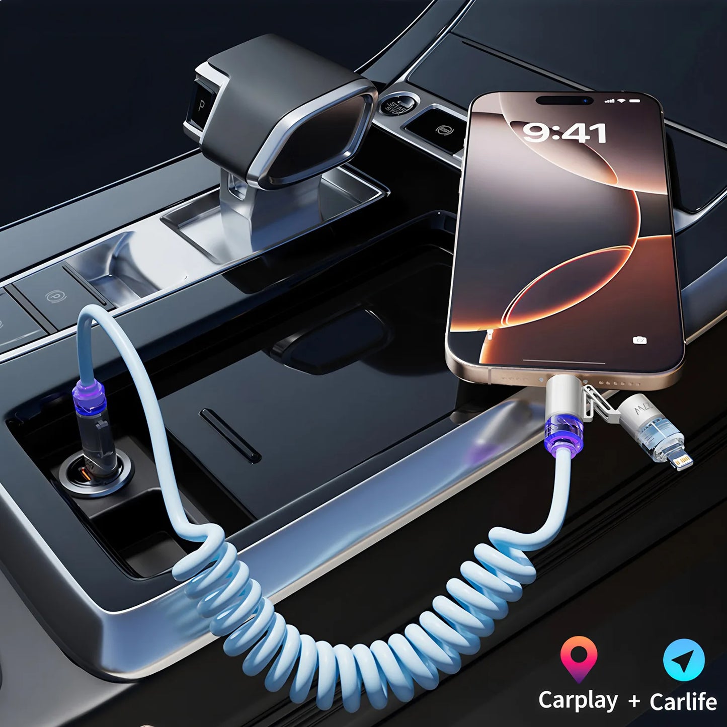 4 in 1 2m240W Spring Short Data Cable 6A USB Type C Spring Telescopic Quick Charger Wire Spring USB Cable for iPhone 15 14 13 12