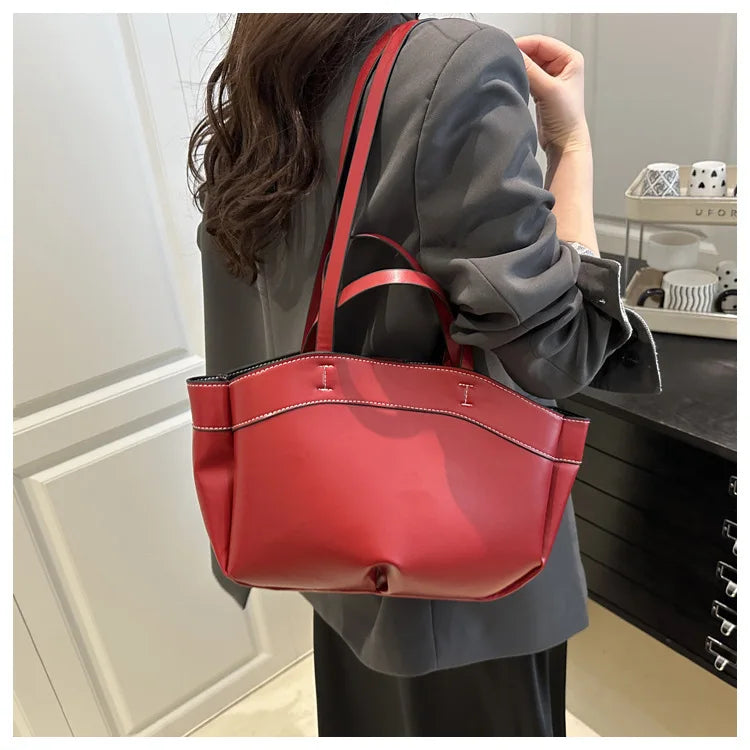 Trendy Women's Large Capacity PU Leather Tote & Crossbody Bag
