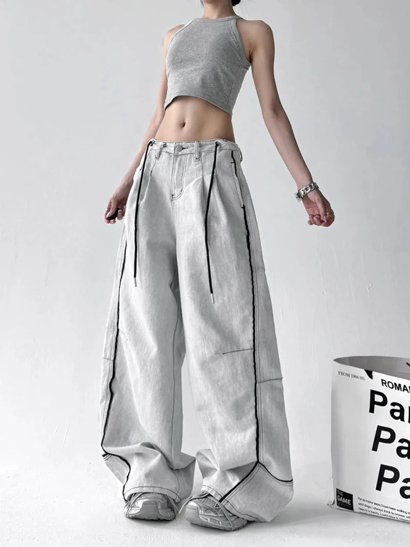 Vintage Wide Leg Denim Jeans for Women | Retro Streetwear Style 2026