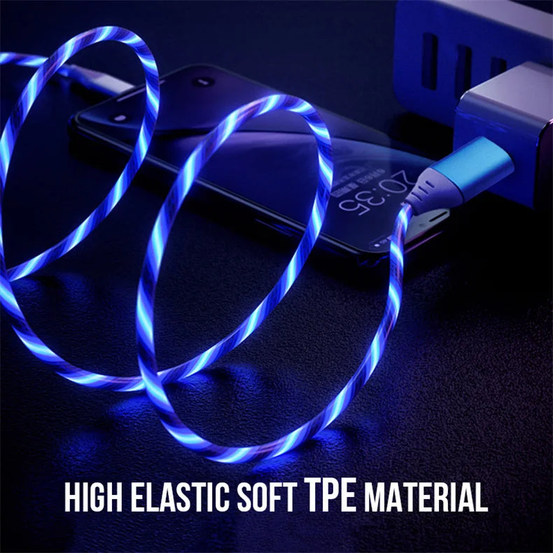 LED Glowing Charging Cables | Fast Micro USB & Type C Options