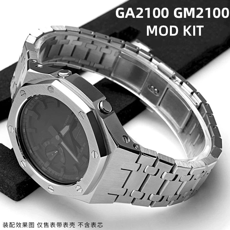 Stainless Steel Watch Case & Strap Replacement Kit | Modern Look