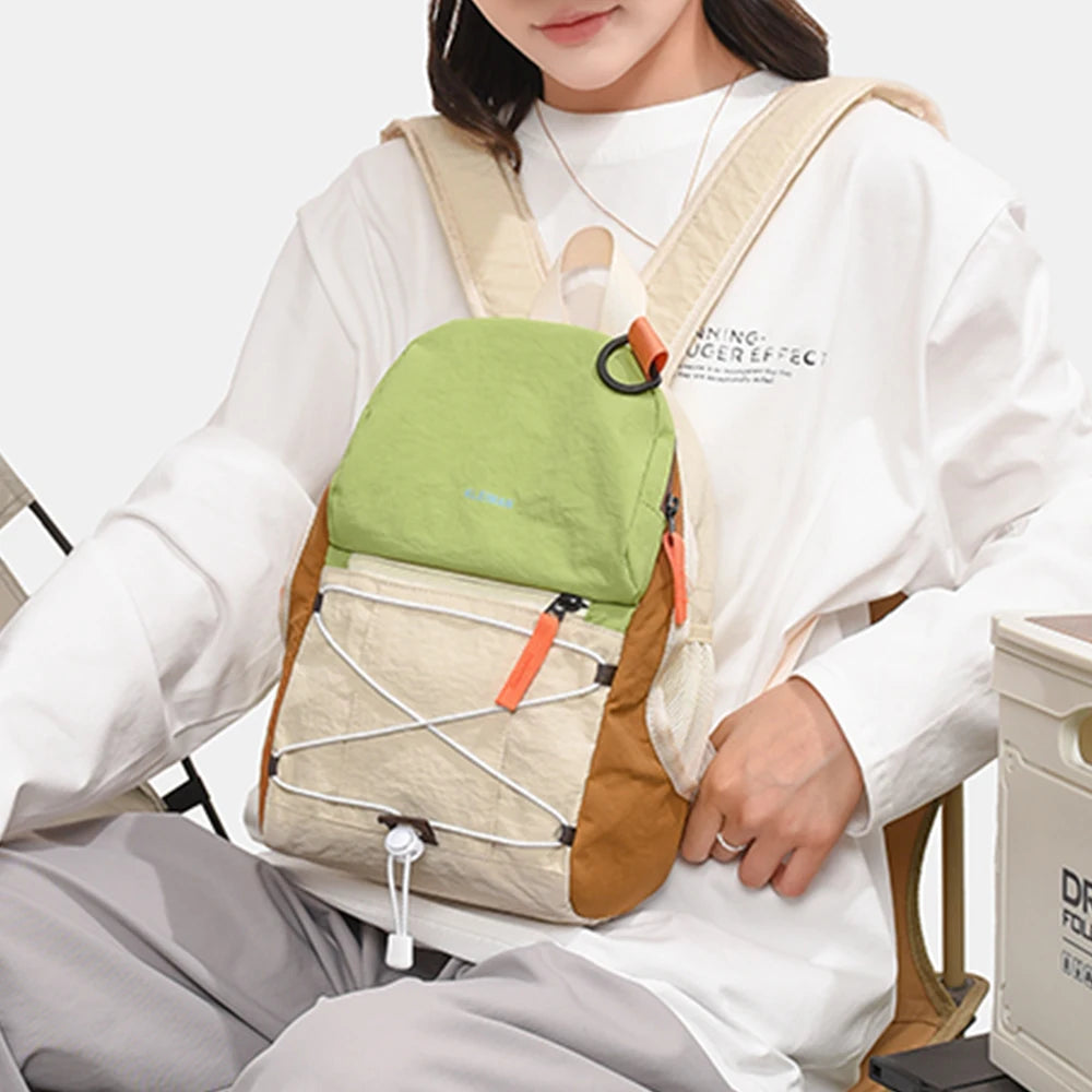 Color Block Mini Nylon Backpack | Lightweight Daypack for All Use