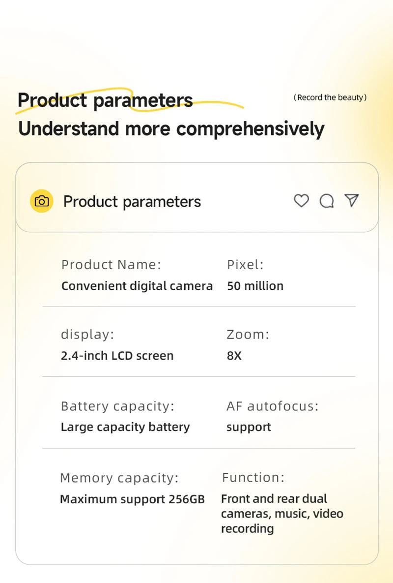 Portable 4K CCD Retro Digital Camera | 50MP Autofocus Photography