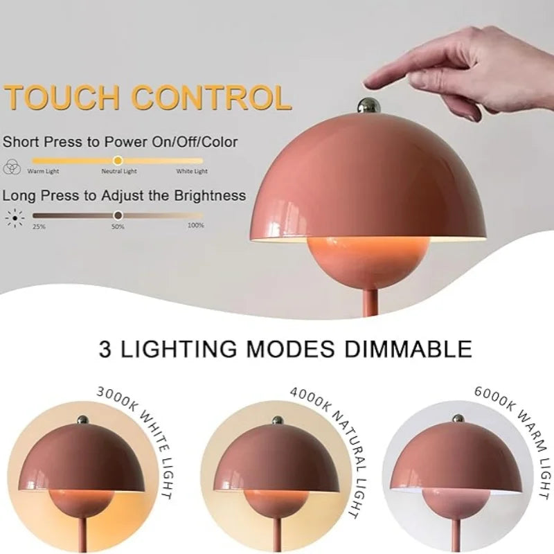 Modern Mushroom Night Light | Touch Color Changing Bedside Lamp