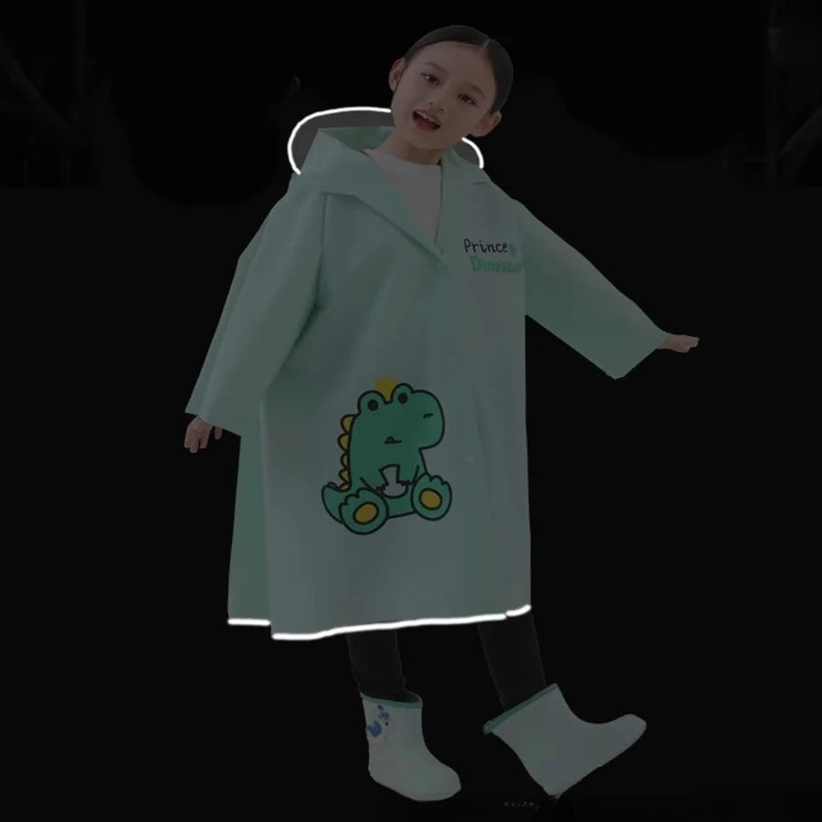 Impermeable de dinosaurio de dibujos animados para niños | Divertida chaqueta para exteriores