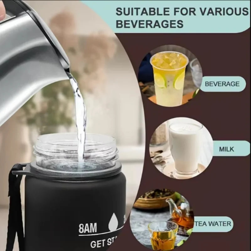 Leak-Proof Sports Water Bottle with Time-Tracking Straw | Outdoor Hydration