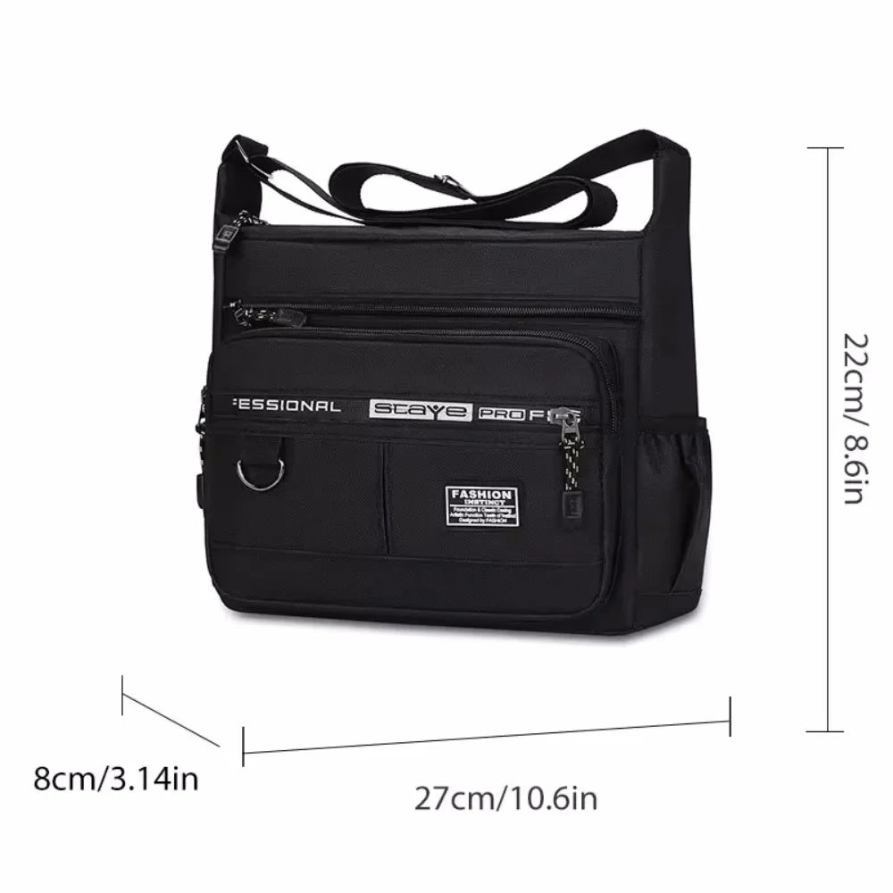 Large Capacity Men's Nylon Shoulder Bag | Stylish Crossbody Messenger