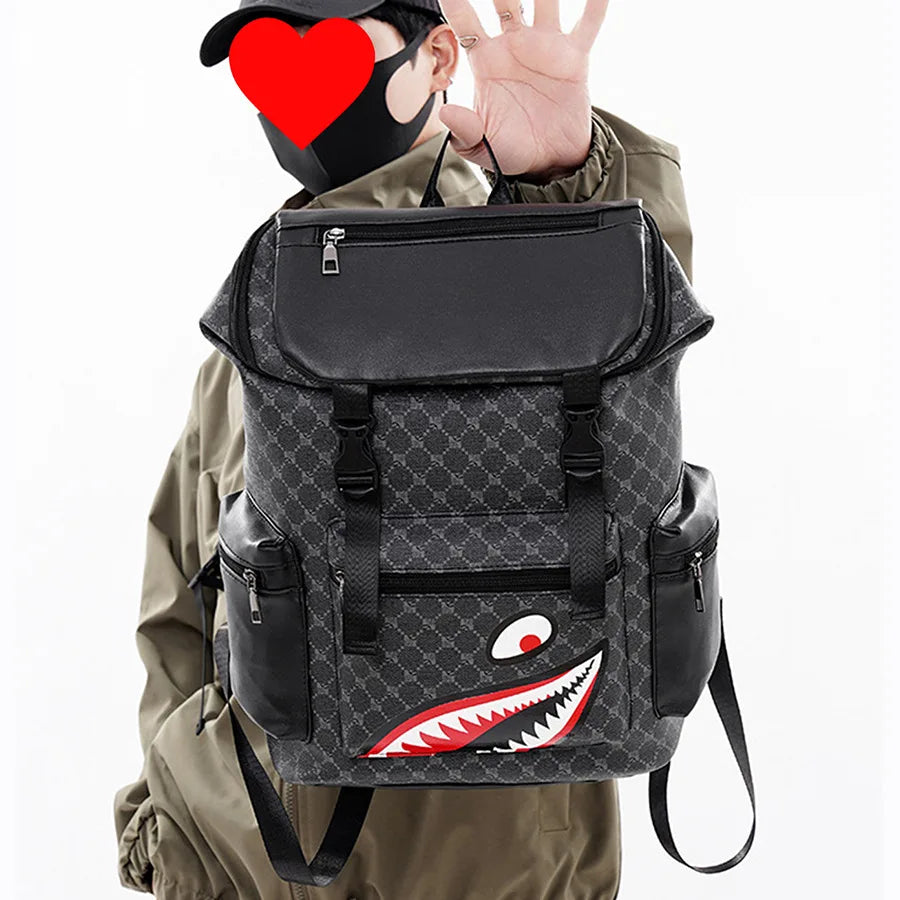 Large Capacity Waterproof Retro Shark Backpack for Outdoor Use