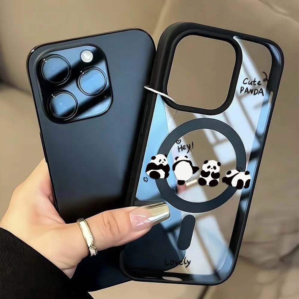 Funda de teléfono de lujo pintada de panda | Cubierta protectora a prueba de golpes