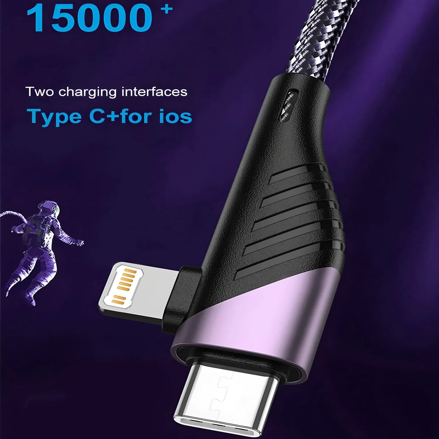 240W PD 2 in 1 Type-C Cable 90 Degree Angle Type C/Lightning Fast Charging Cable For iPhone 16 15 14Pro Max iPad Xiaomi Huawei