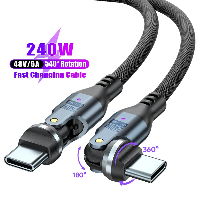 Rotating USB C to USB C Cable | Fast Charging Type C Cord