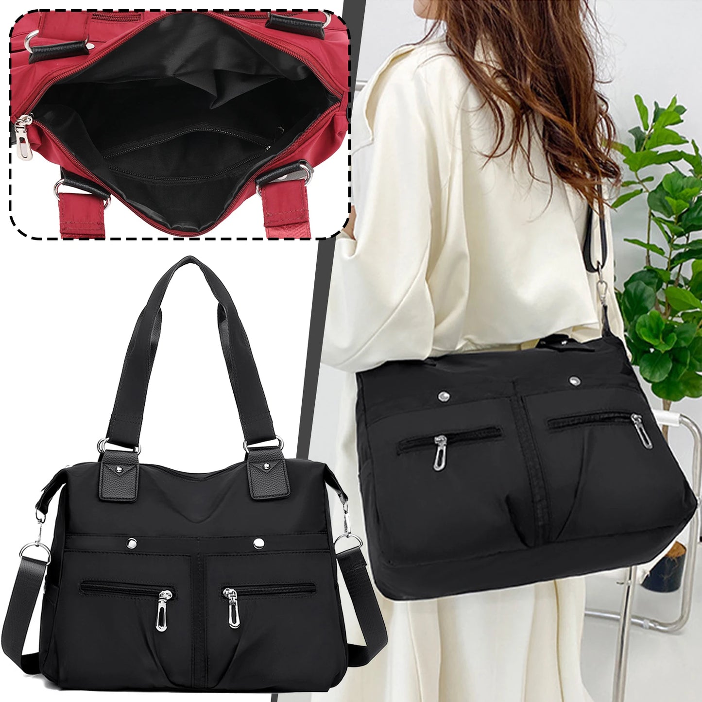 Waterproof Nylon Handbag | Multifunctional Tote for Outdoor Use