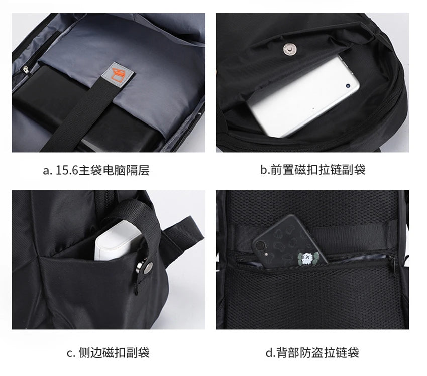 Cute Waterproof Men's Business Laptop Backpack with Cat Print