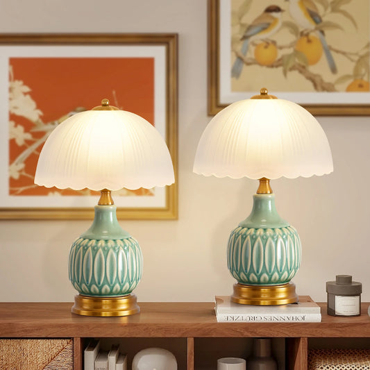 Lámpara de Mesa de Cerámica Vintage | Elegante Decoración de Iluminación Retro