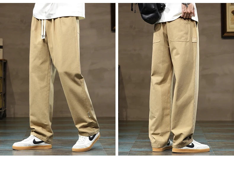 Comfortable Loose Men's Trousers | 100% Cotton Khaki Pants