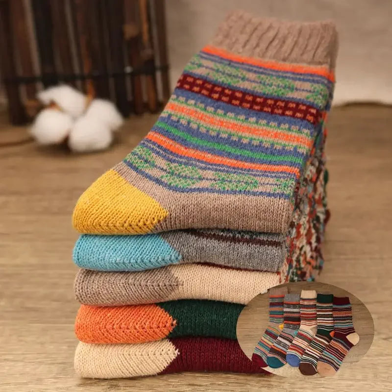 5 Pairs Cozy Winter Men's Socks | Warm & Stylish Designs