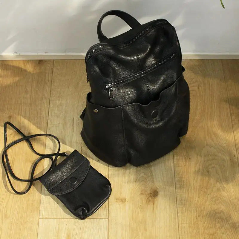 High Capacity Leather Travel Backpack for Women | Versatile Fashion