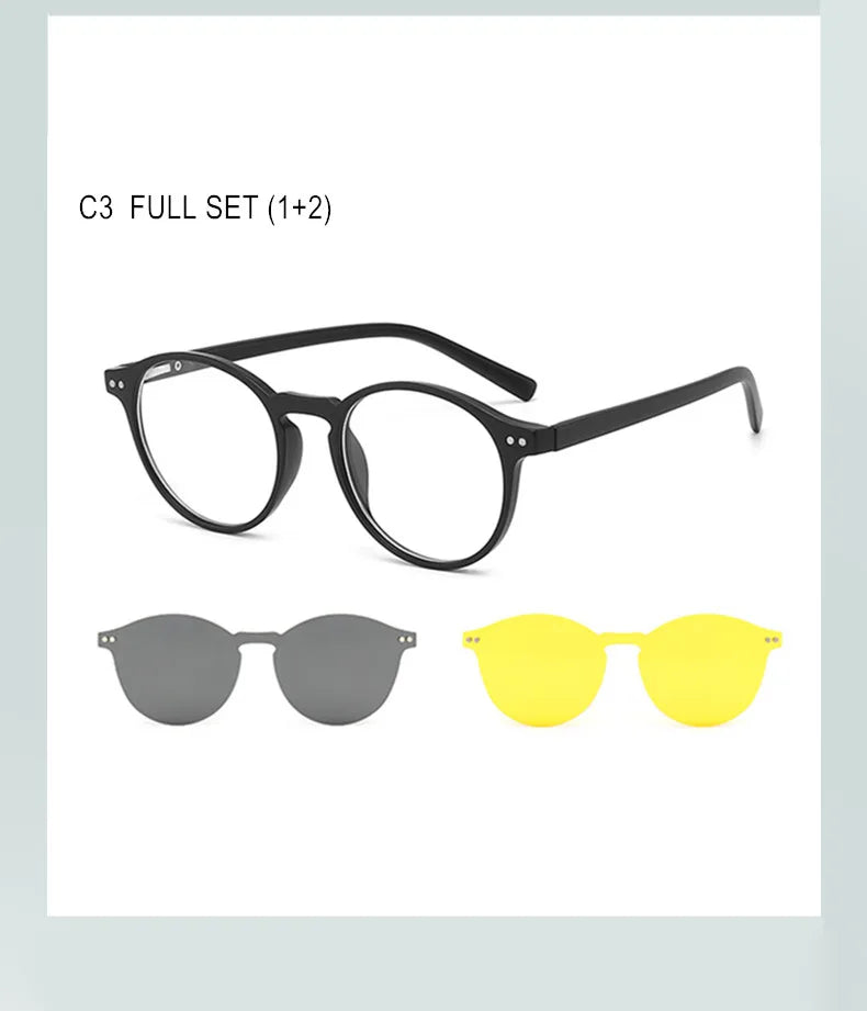 Custom Myopia Glasses with Polarized Clips | Stylish Vision Solution