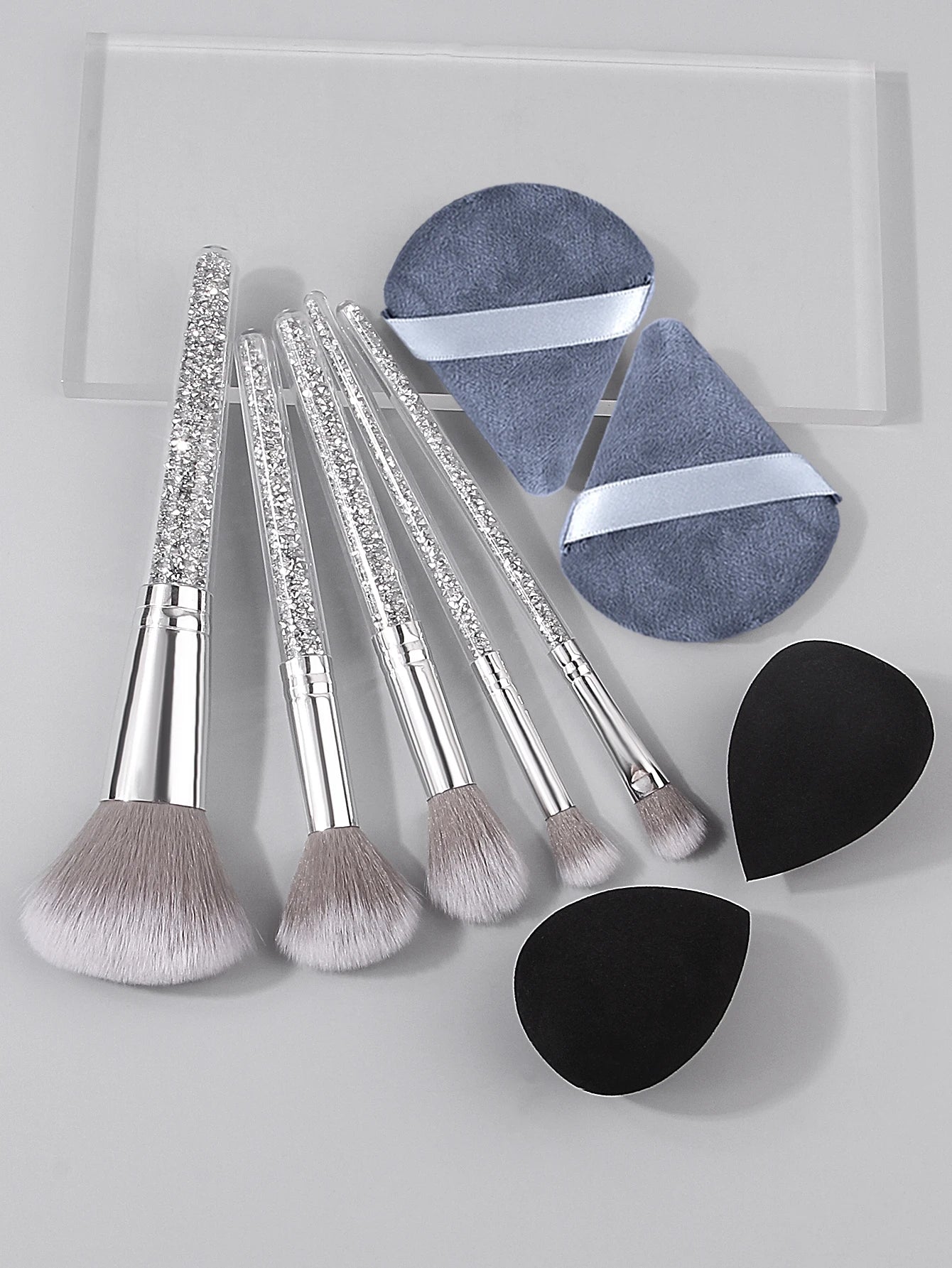 Diamond-Handled Makeup Brush Set & Sponges | Flawless Finish