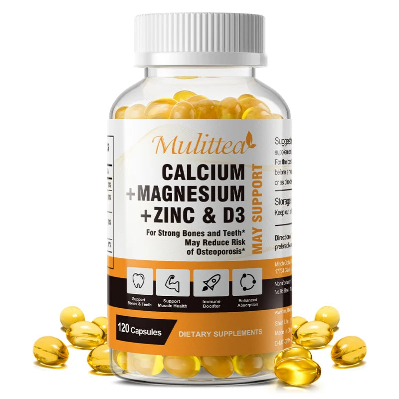 Calcium Magnesium Zinc Capsules with D3 for Strong Bones & Teeth