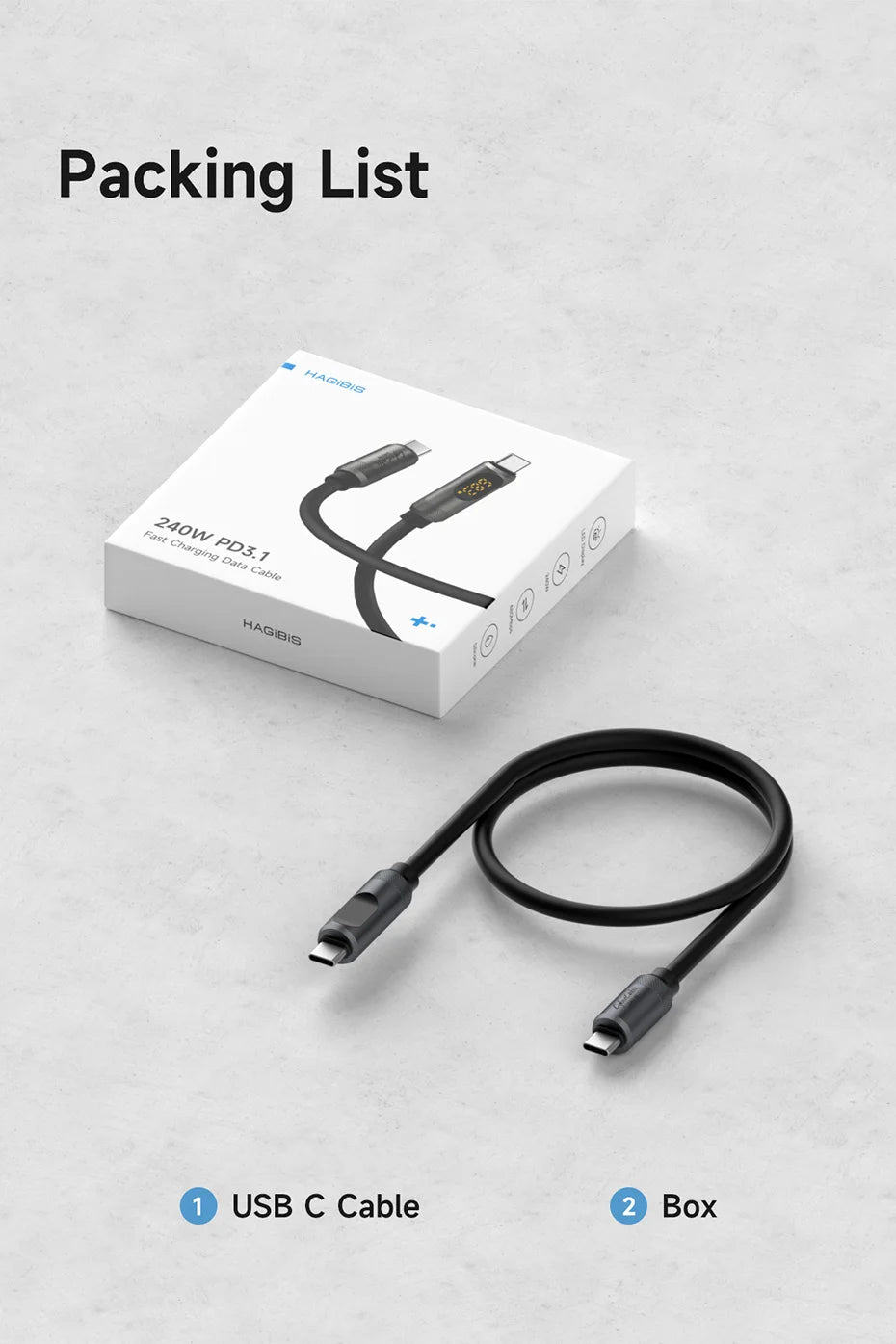 USB C Cable with LED Display | Fast Charging Type C Cable