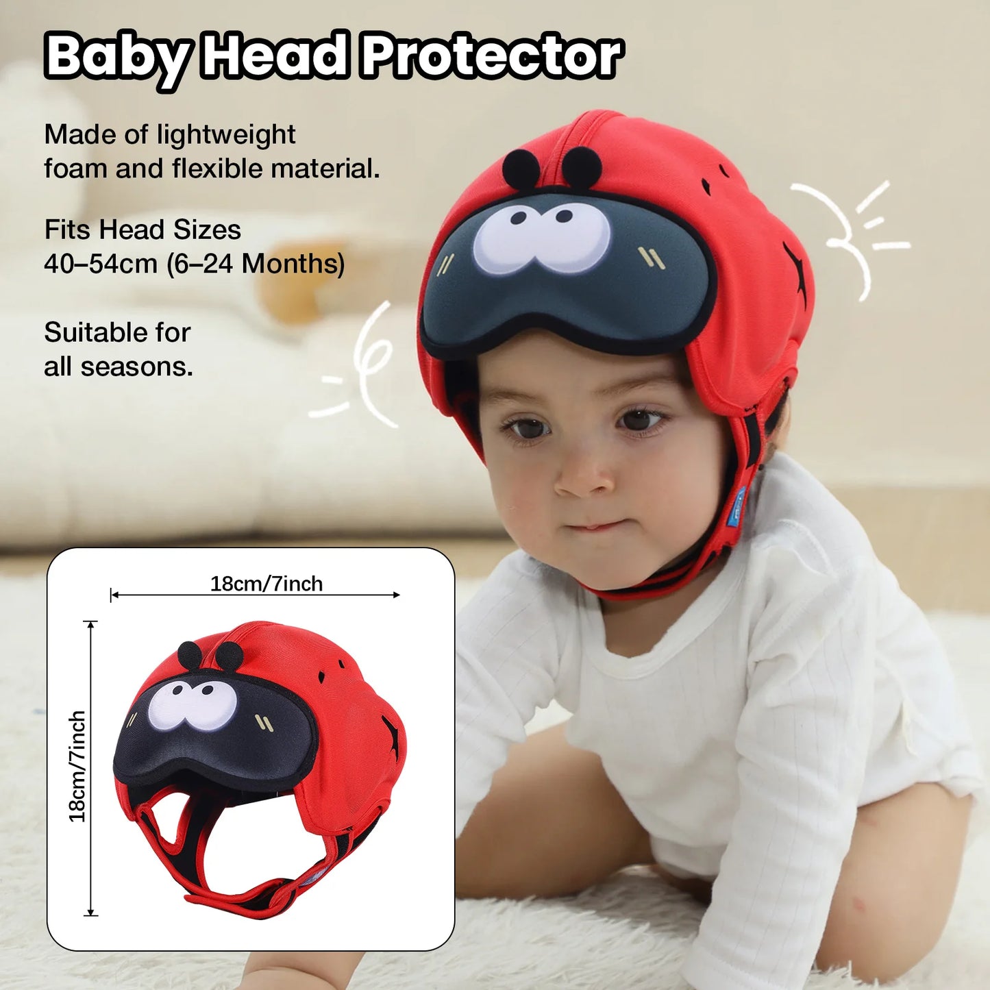 Cute Ladybug Baby Helmet | Safe Anti-Shock Headgear for Infants