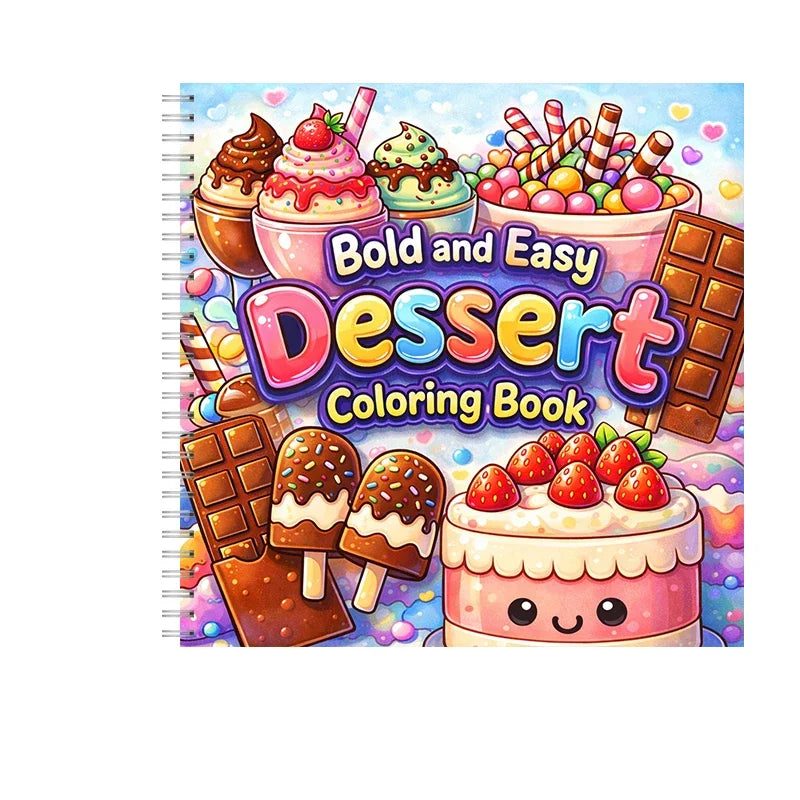 Easy Dessert Coloring Book for Adults | Stress Relief & Fun