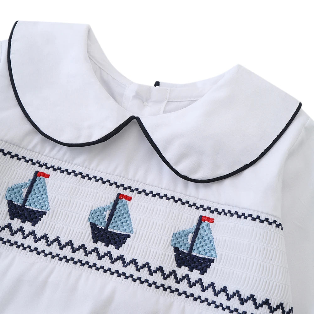 Stylish Boys Boat Smocked T-shirt Set | Trendy Infant Summer Outfit