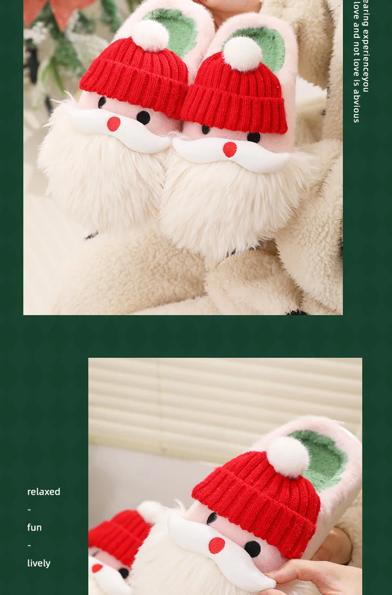Women's Cute Santa Claus Plush Slippers | Cozy Christmas Indoor Shoes