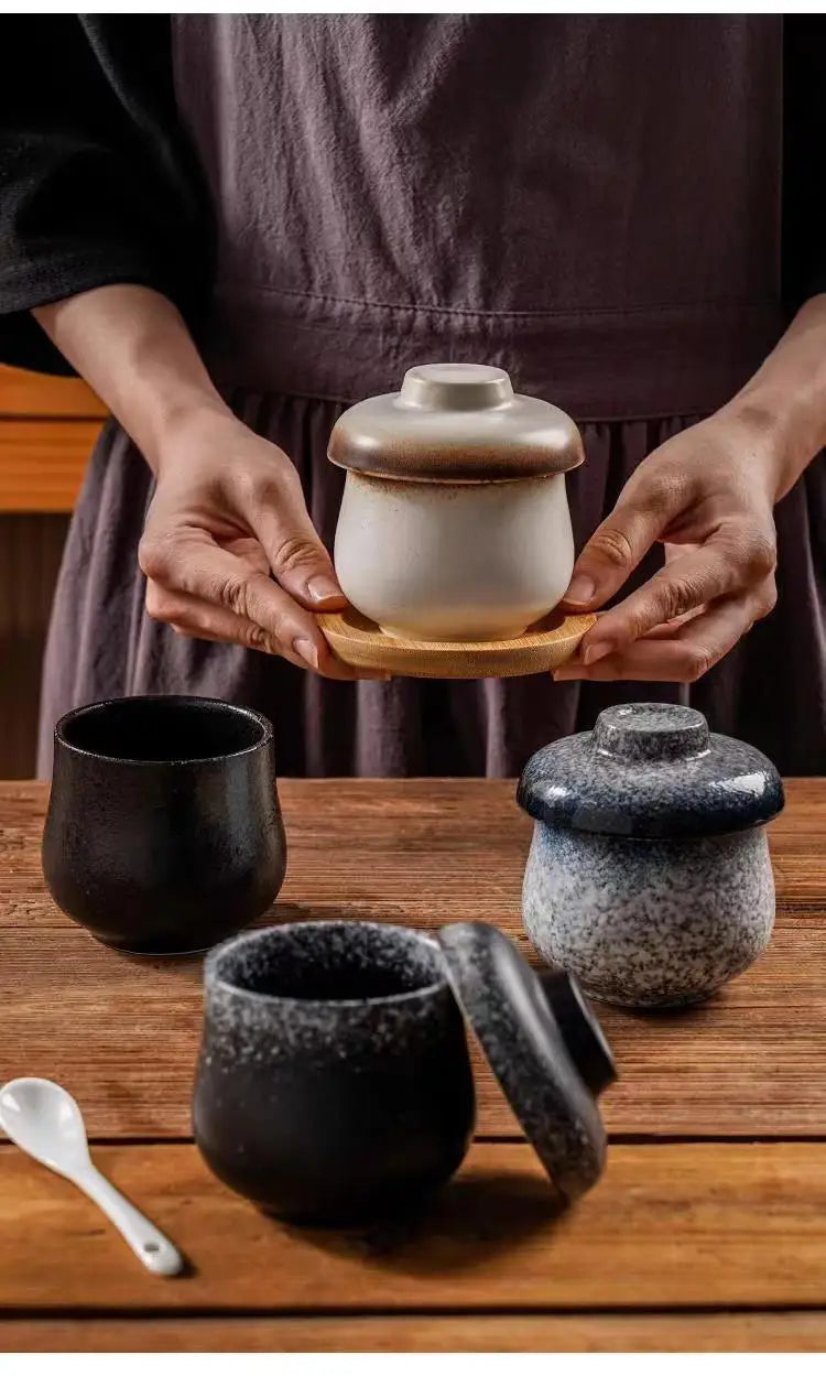 Japanese Ceramic Small Stew Pot Set | Creative Tableware for One