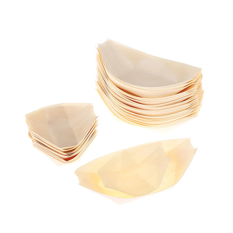 50 Platos Desechables de Madera para Sushi | Elegante Experiencia Culinaria